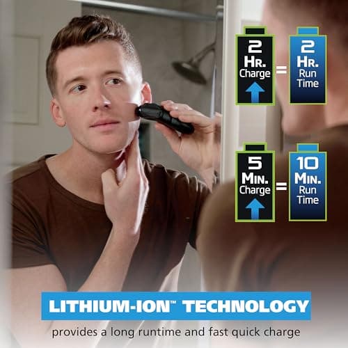 Wahl Compact Rechargeable Lithium Ion Shaver Kit with Hygienic Rinseable Foils & Cutter Bar with Dual Flexible Foils That Move with The Contours of Your Face - 7065 7