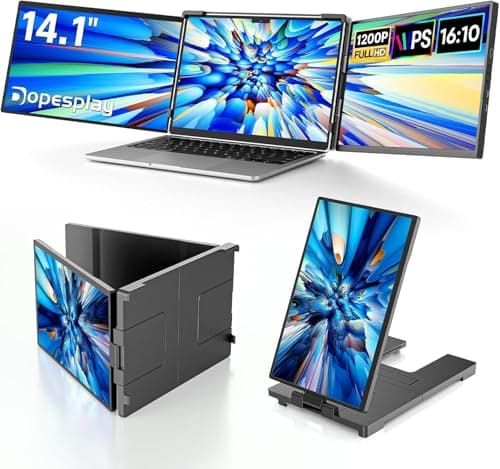 Dopesplay Laptop Screen Extender, 14" Triple Portable Monitor for Laptop, FHD 1200P IPS Screen Extender Monitors for 14"-17.3" Carry a USB flash drive，Plug & Play Compatible with Windows, Mac, Android