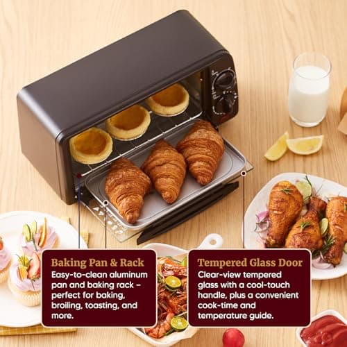 Elite Gourmet ETO236 Personal Compact 2 Slice Countertop Toaster Oven with 15 Minute Timer & Adjustable Temperature, Bake, Broil, & Toast, Black 5