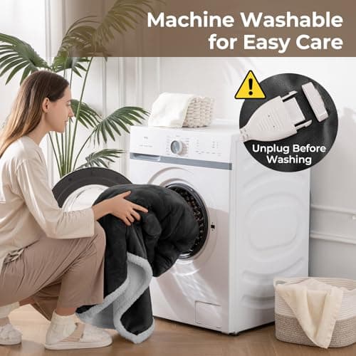 Kozyus Wearable Heated Blanket with Foot Pocket & Sleeves, Electric Blanket Heated Robe for Women & Men, 5 Heat Settings, 3H Auto-Off, Machine Washable, ETL Certified, Gift-Ready, 50x70 Inches, Grey 7