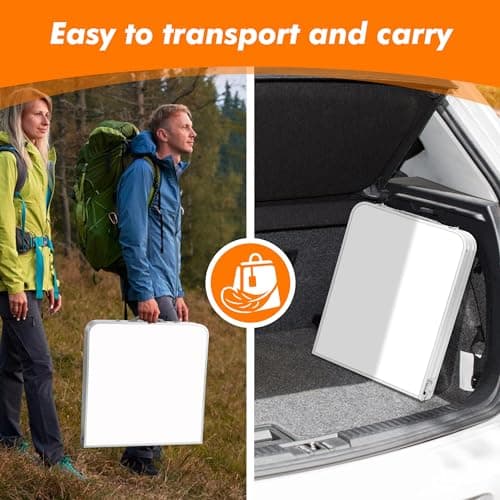 Camp Field Camping Folding Aluminum Table with Adjustable Legs,Outdoor Picnic Foldable Table for Travel Beach, Backyards, BBQ, Party and Gift... (White) 5