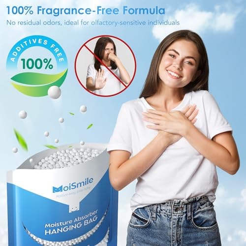 Moisture Absorbers Packets 10 Pack, Hanging Closet Dehumidifier Bags, Humidity Packs with Fragrance Free, Closet Dehumidifier for Car, Bathroom, Bedroom, Basement, 9.8OZ 8