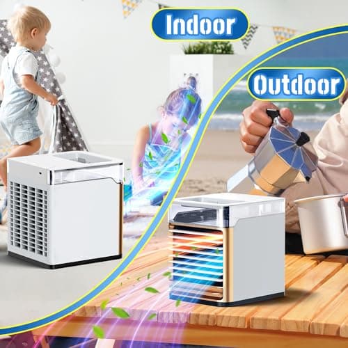Ittoir Portable Air Conditioners, Cooling Fan Air Conditioner, Mini Air Conditioner with 3 Wind Speed & 2 Mist Level, Evaporative Air Cooler, Air Conditioner Portable for Bedroom Office Home, Gold 7