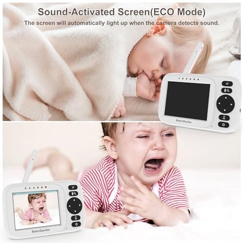 Baby Ganibs Baby Monitor with Camera and Audio, 3.2'' IPS Portable Baby Monitor No WiFi with 1000ft Long Range, Remote Pan-Tilt Video Baby Monitor, Infrared Night Vision, ECO Mode, Powerful Battery 5