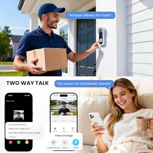 ieGeek Doorbell Camera Wireless No Subscription, 2K 3MP HD View, 2-Way Talk, PIR Motion Detection, Wireless Video Doorbell with Chime, Only Supports 2.4GHz WiFi, Local & Cloud Storage, White 5