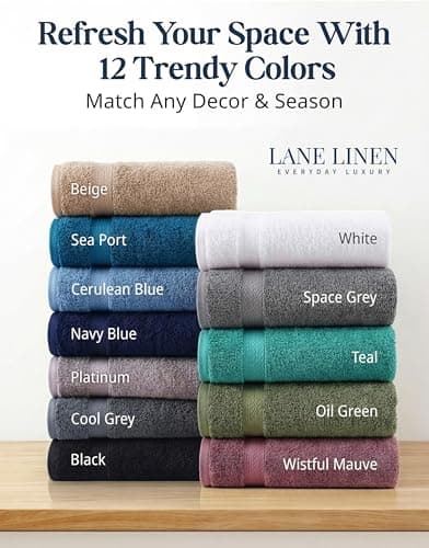Lane Linen Bath Towel Set - 24 Pcs - Made From 100% Ring Spun Cotton - Quick Dry, Soft & Absorbent - 2 Bath Sheet, 4 Fingertip, 4 Bath, 6 Hand Towels, 8 Washcloth - Multipurpose Towels - Cerulean Blue 9