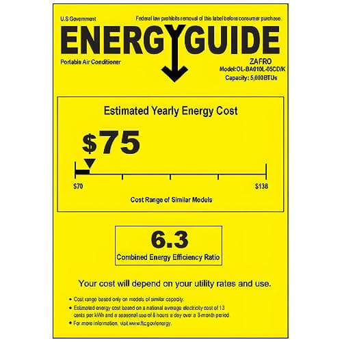 ZAFRO 8,000 BTU Portable Air Conditioners, Air Conditioner for Room Up to 350 Sq.Ft, 3-in-1 Portable AC Unit Cool & Dehumidifier & Fan Modes with Remote Control/Drain Hose, White 8