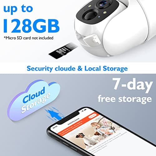 Allweviee Security Cameras Wireless Outdoor, 2K 3MP Pan Tilt 355° View IP65 Waterproof Rechargeable Battery Powered PTZ WiFi Solar Camera with PIR, Color Night Vision,2-Way Talk,Cloud/SD 8