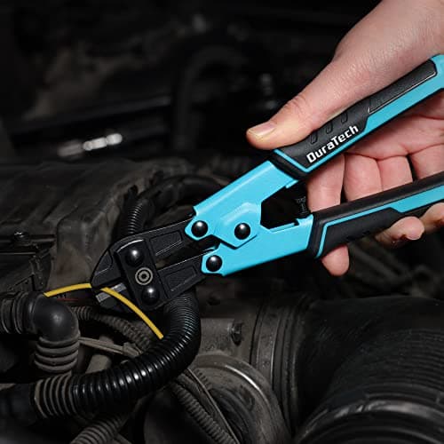 DURATECH 8-inch Mini Bolt Cutter with Bi-Material Ergonomic Handle Grip, Security Lock, Chrome Vanadium Steel Blade for Wire, Cables, Chains, Small Screws 7