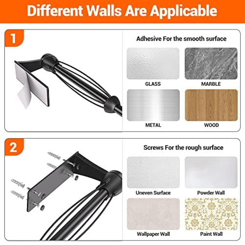 Paper Towel Holder Under Cabinet, Single Hand Operable Wall Mount with Damping Effect, Self-Adhesive or Drilled for Kitchen Bathroom, Black 6