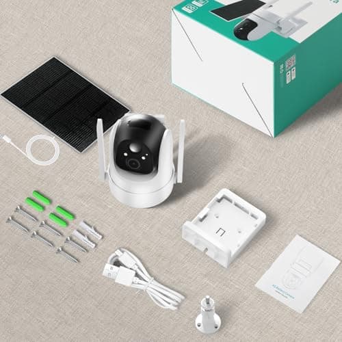 ANMESC 4G LTE Cellular Security Camera Includes SD&SIM Card, 2K Solar Outdoor Cam Wireless Without WiFi Needed,Live View, Color Night Vision, Motion&Siren Alert, Playback, Unable to Use WiFi 7