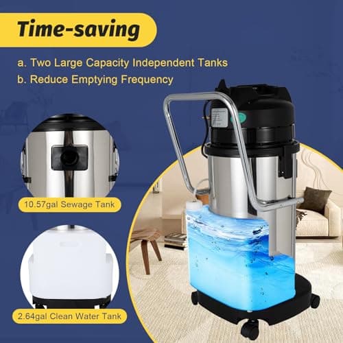 40L/11Gal Commercial Carpet Cleaning Machine 3 in 1 Carpet Spraying Floor Brush Cleaner Extractor Vacuum Deep Cleaning Washing Machine Portable Carpets Extractor Cleaner for Hotels,Dry Cleaners 8