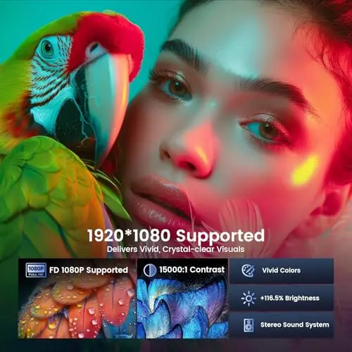 [Built-in Apps] Projector with WiFi and Bluetooth,Mini Portable Support Movie Projector 1080P HD,Auto Keystone Correction,180° Rotatable,Compatible with TV Stick, HDMI, USB, Smartphone, Laptop 7