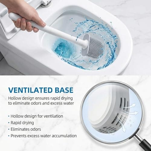 RV Silicone Toilet Brush with Holder, Toilet Bowl Brush for RV Travel Trailers/Campers, Anti-Drip Anti-Roll Compact Toilet Cleaner for Small Bathroom,Made by RVers for RVers 7