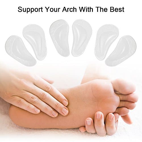Dr. Foot's Arch Support Shoe Insoles for Flat Feet, Gel Arch Inserts for Plantar Fasciitis, Adhesive Arch Pad for Relieve Pressure and Feet Pain- 3 Pairs (Clear, 3 Count (Pack of 1)) 5