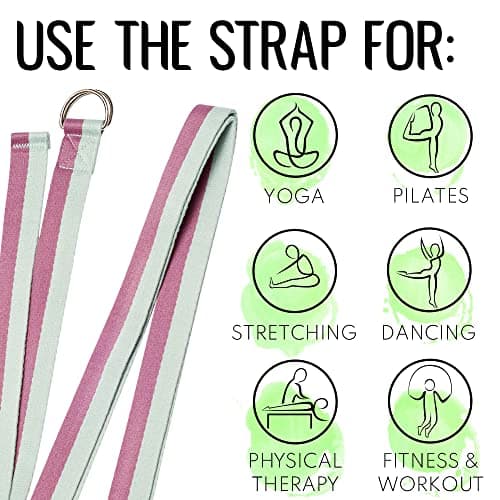 TECEUM [New 2022] Yoga Strap – 100% Cotton – 6 ft 8 ft 10 ft (6+ Colors) – Adjustable Non-Slip Belt for Daily Yoga, Pilates, Stretching, Physical Therapy, Fitness & Home Workout – for All Levels 8
