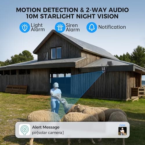 4G LTE Cellular Solar Security Camera Wireless Outdoor, No WiFi Solar Powered Camera, 360° Live View, 2K Color Night Vision, PIR Detection, 2-Way Audio, Motion Alert, Built in SIM Card, Easier to use 5