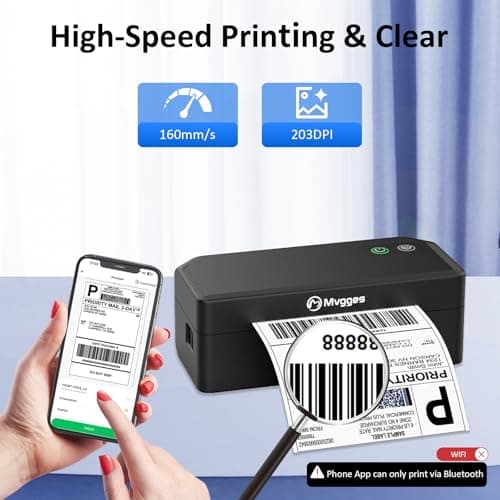Mvgges Shipping Label Printer,Bluetooth 4x6 Thermal Label Printer for Small Business Office or Home, Compatible with Android, iOS, Windows and Mac, Widely Used for Amazon,USPS,Etsy 5