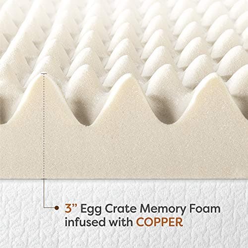 Best Price Mattress 3 Inch Egg Crate Memory Foam Mattress Topper with Copper Infusion, CertiPUR-US Certified, Dorm Essentials, King 5
