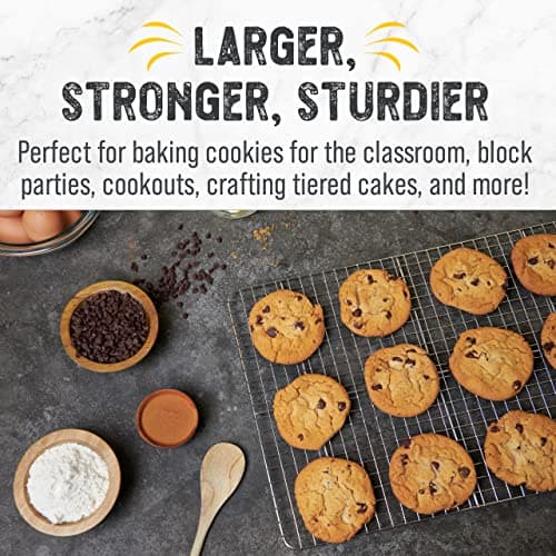 Checkered Chef Cooling Rack for Cooking and Baking - 11 ¾" x 17 Set of 2 Stainless Steel, Oven Safe Grid Wire Cookie Cooling Racks 8