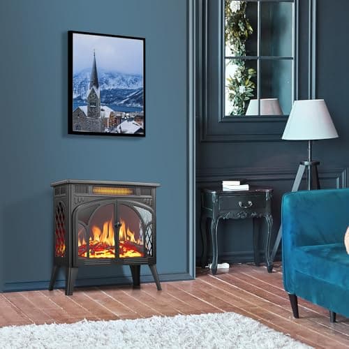 R.W.FLAME Electric Fireplace Stove Heater with Remote Control, 25" Fireplace Heater, Adjustable Brightness and Heating Mode, Overheating Safe Design,Flame Work with or Without Heat 6