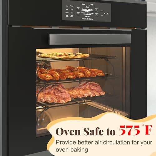 Cooling Racks for Cooking and Baking - 3 Tier Stackable Grid Wire Baking Rack for Oven Cooking, Baking, Grilling, Roasting - Dishwasher Safe Bacon Rack - Black 5