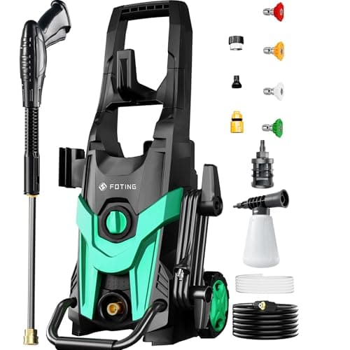 2025 Upgraded Electric Power Washer Pressure Washer with Extra Hose, 4300 PSI 2.8 GPM, 4 Nozzle and Foam Cannon for Cars, 23ft Hose 35ft Power Cord, Fences, Patio,Blue