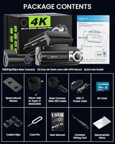 Dash Cam Front Rear 4K Built-in 5G WiFi GPS, Voice Control, 3.39 inch IPS Screen, Dual Dash Camera for Car Includes 64GB SD Card, Super Night Vision, 24H Parking Monitor, Supercapacitor, Type C, WDR 9