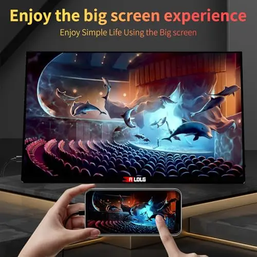 15.6''Portable Monitor for latop ,2K FHD 60HZ Laptop Monitor Screen,USB-C and HDMI Inputs, Ultra-Slim IPS Panel with HDR and Premium Smart Cover & Speakers for Laptop,PC,Phone,PS4/5,Switch,Mac,Xbox 6