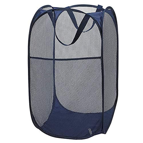 Mesh Laundry Hamper Basket Bag for Laundry Room, Bathroom, Kids Room (Navy Blue)