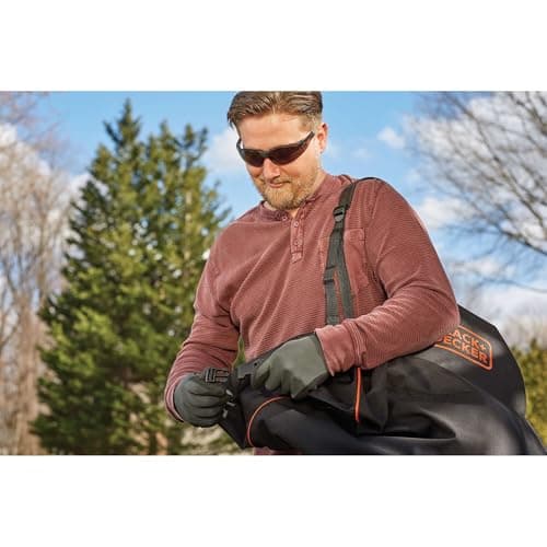 BLACK+DECKER Leaf Blower, Leaf Vacuum and Mulcher 3 in 1, Backpack Blowers for Lawn Care,250 mph Airflow, 400 cfm Delivery Power, Reusable Bag Included, Corded (BEBL7000) 13