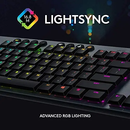 Logitech G915 LIGHTSPEED Wireless RGB Mechanical Gaming Keyboard Clicky, Pro-Grade Wireless, Low Profile Mechanical Switches, 22MM Ultra-Thin Design, Black (Renewed) 9