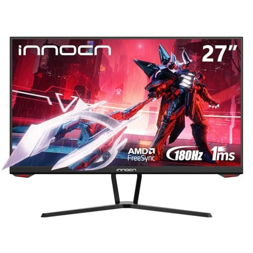 INNOCN 27 Inch 1920 x 1080p 180Hz IPS Computer Gaming Monitor, 1ms, G-Sync Compatible HDMI DisplayPort PC Monitor, Ultra Thin, Flicker-Free Eye Care, VESA Mountable, Black