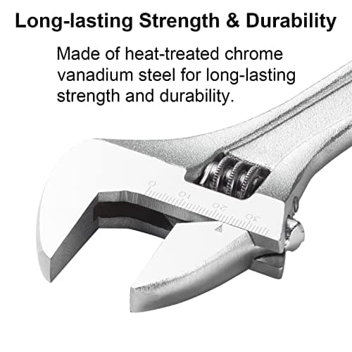 Jetech 8-Inch Adjustable Wrench - Professional Heavy Duty Spanner Chrome Vanadium Steel Shifter Spanner with Metric Scale Wide Caliber Opening 7