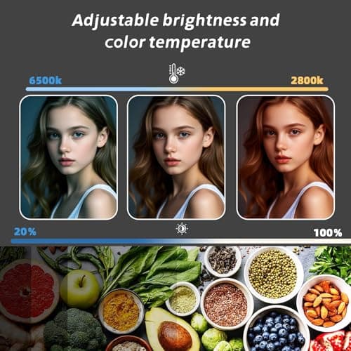 Velvora LED Video Light Kit, 2-Pack Studio Lights for Video Recording with 60" Extendable Tripod Stand & Phone Holder, 2700K-7500K Bi-Color Dimmable Photography Lighting for YouTube, TikTok, Zoom 6