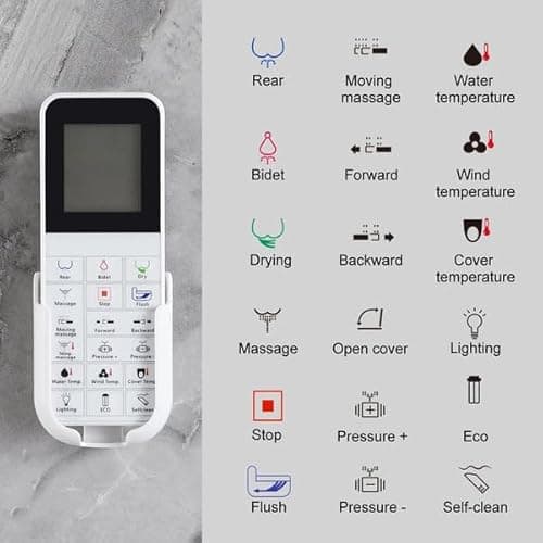 LOUPUSUO Smart Toilet with Warm Water Sprayer and Dryer, One Piece Bidet Toilet with Auto Dual Flush Foot Sensor Operation,Heated Seat Smart with Built In Fahrenheit LED Display 9