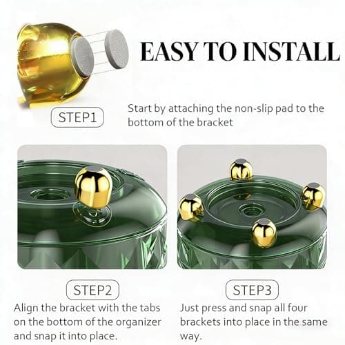 GOTOBA Dark Green Pen Pencil Holder for Desk, 360° Rotating Pen Organizer, Green Office Supplies, Cute Pen Holder, 6-Compartment Pencil Holder Rotating 6