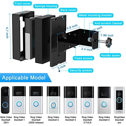 AOZTSUN Anti-Theft Adjustable Video Doorbell Mount Compatible with Ring/Blink Wireless Video Doorbell, Mounting Bracket Accessories for Houses, Apartments, Not for Security Door 5