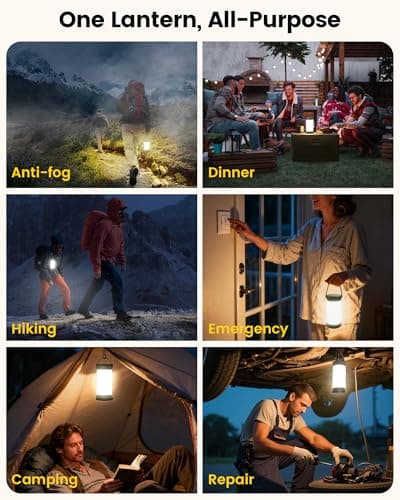 Glocusent 135 LED Ultra Bright Camping Lantern, Up to 200H, 5000mAh Camping Lights with 3 Colors & 5 Brightness, SOS, Max 1500LM, Rechargeable Lantern for Power Outages Camping Hiking Emergency 7