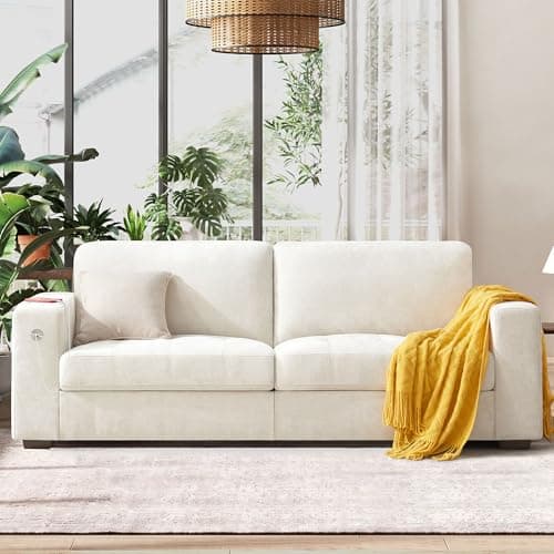 Hanherry 89" Sofa for Living Room, Modern Comfy Sofa with Medium Firm Seat Cushion, Removable Cover,Wide Armrest,USB/Type-C Port,Chenille Fabric Couches for Small Space,Apartment 7
