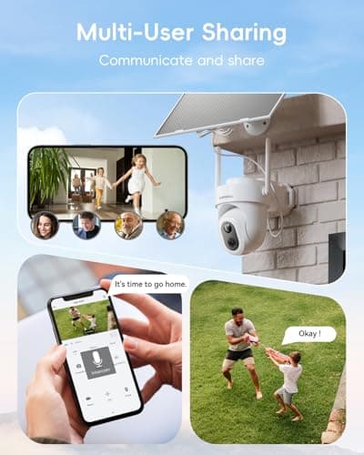 ZUMIMALL 24/7 Recording Solar Security Cameras Wireless Outdoor, 9W Solar Panel, AOV Cameras for Home Security, 360° Auto Tracking, 2K Color Night Vision, 2.4GHz WiFi, 512G Local Storage(Not Include) 7