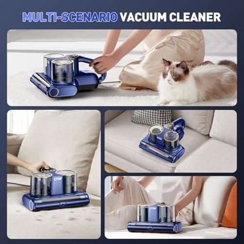CFBF Mattress Vacuum Cleaner, Bed Vacuum Cleaner with 16Kpa Suction 253.7nm UV-C Light, Ultrasonic & High Heating, 500W Powerful Double-Cup Handheld Vacuums for Bed, Sofa, Couch, Crib, 16.4FT Corded 7