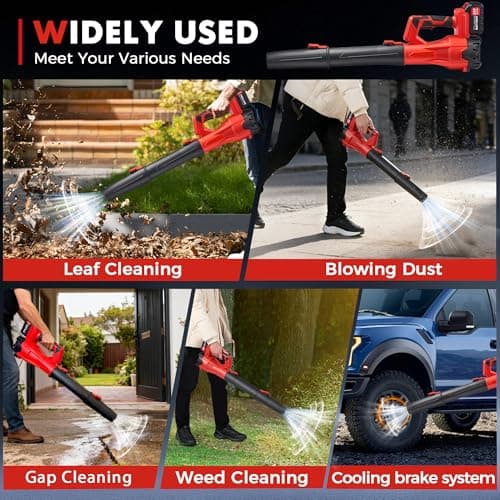 650CFM Cordless Leaf Blower,21V Electric Leaf Blower with 2 * 2.6Ah Battery & Charger,Electric 6-Speed Power Handheld Blower for Lawn Care,Yard, Garden, Patio & Outdoor 7
