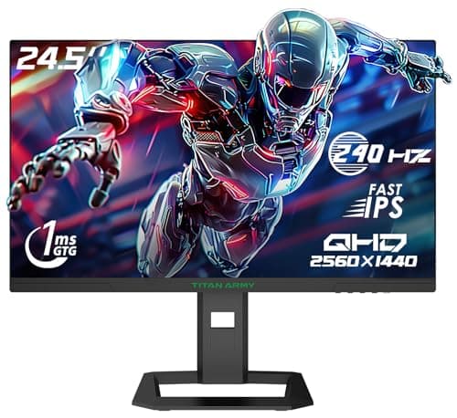 TITAN ARMY 24.5 Inch 240Hz 1440p Gaming Monitor, QHD 2560 x 1440p Fast IPS Panel 1ms GTG Response Time, Adaptive Sync, 126% sRGB HDR 500, Low Blue Light VESA 100x100, P2510S Plus