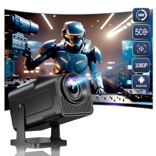 [180°Adjustable Stand]HIPPUS Smart Mini Projector with WiFi and Bluetooth, Full HD 1080P, Auto Keystone,4K Video Portable Ceiling Projector,Wifi 6,Android 11.0 (Black)