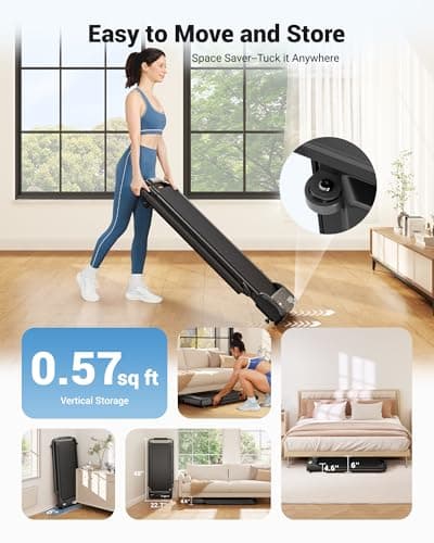 THERUN Walking Pad, 2 in 1 Foldable Treadmills for Home, 2.5HP Under Desk with Handle Bar, 16" Widened Running Belt, with Remote Control 6