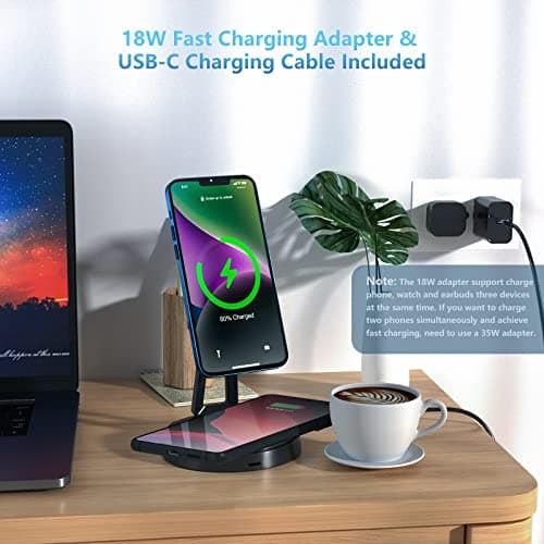 Wireless Charger for Samsung, 3 in 1 Fast Wireless Charging Station for Samsung Galaxy S24/S23/S22/S21/Note 20 Series, Mag-Safe Charging Stand/Dock for Galaxy Watch 7/6/5/5 Pro/4/3, Galaxy Buds+/Live 6