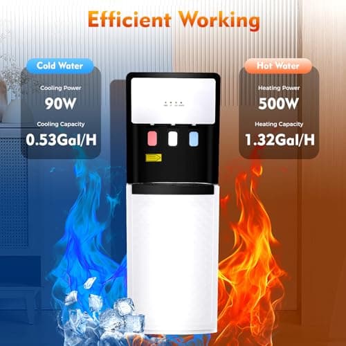 Bottom Loading Water Cooler Dispenser, 5 Gallon Hot/Cold Water Dispenser Temperature Protection Water Bottle Dispenser for Home Office Kitchen 3