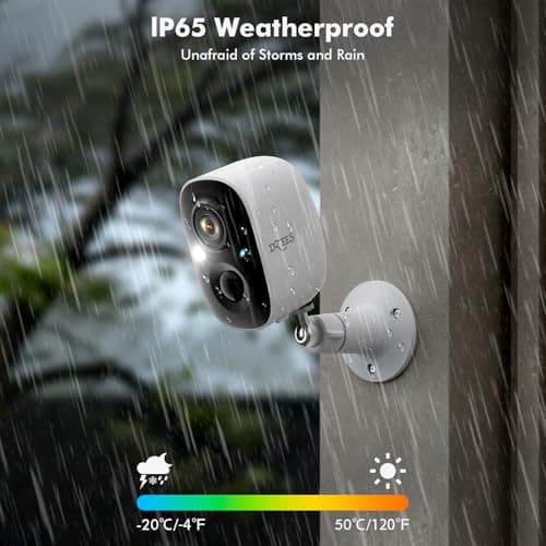 Dzees Outdoor Camera Wireless, 2K Battery Powered WiFi Surveillance Camera for Home Security System with Siren Alarm & Spotlight, Motion Detection, Color Night Vision, IP65 Waterproof Cloud/SD-2-Pack 5