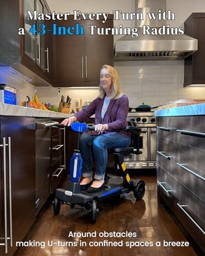 Ecomobi MS02-F 15-30Miles 4 Wheels Foldable Mobility Scooter for Adults&Seniors, 46Lbs Lightweight & 350W Powered Electric Folding Wheelchair, Removable Battery Compact & Convenient for Travel 5